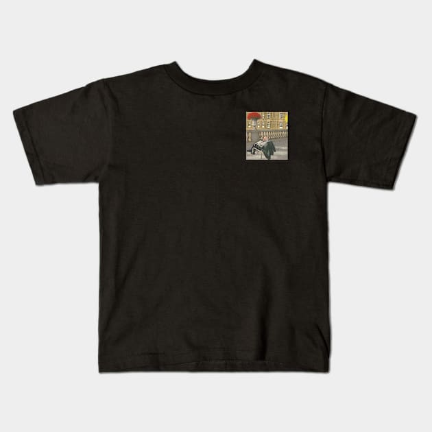 Old man reading a book Kids T-Shirt by hande.draws